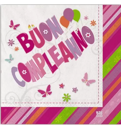TOVAGLIOLI BUON COMPLEANNO ROSA - 20 PZ