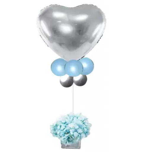 CENTROTAVOLA FLOREALE CON FOIL CUORE ARGENTO