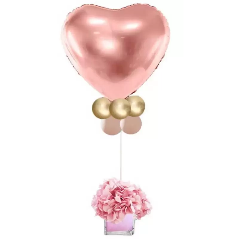 CENTROTAVOLA FLOREALE CON FOIL CUORE ROSE GOLD