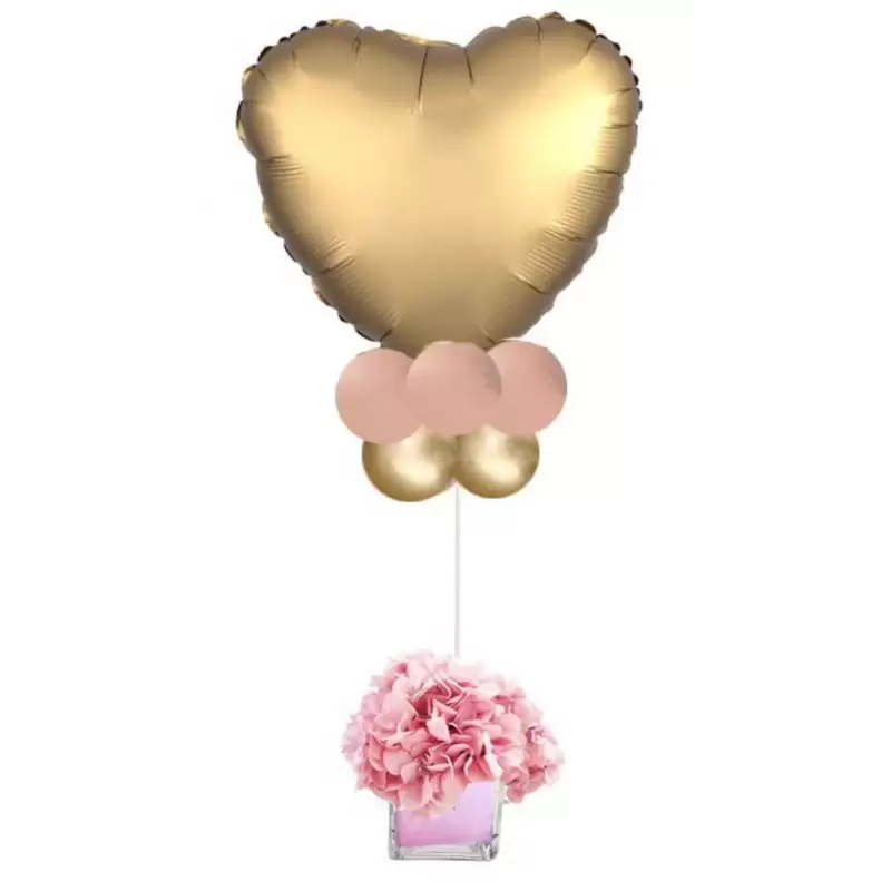 CENTROTAVOLA FLOREALE ROSA CON FOIL CUORE ORO GOLD