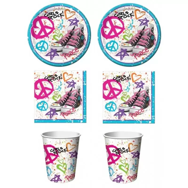 KIT N2 COORDINATO PER FESTA A TEMA '80 S PEACE LOVE GIRL