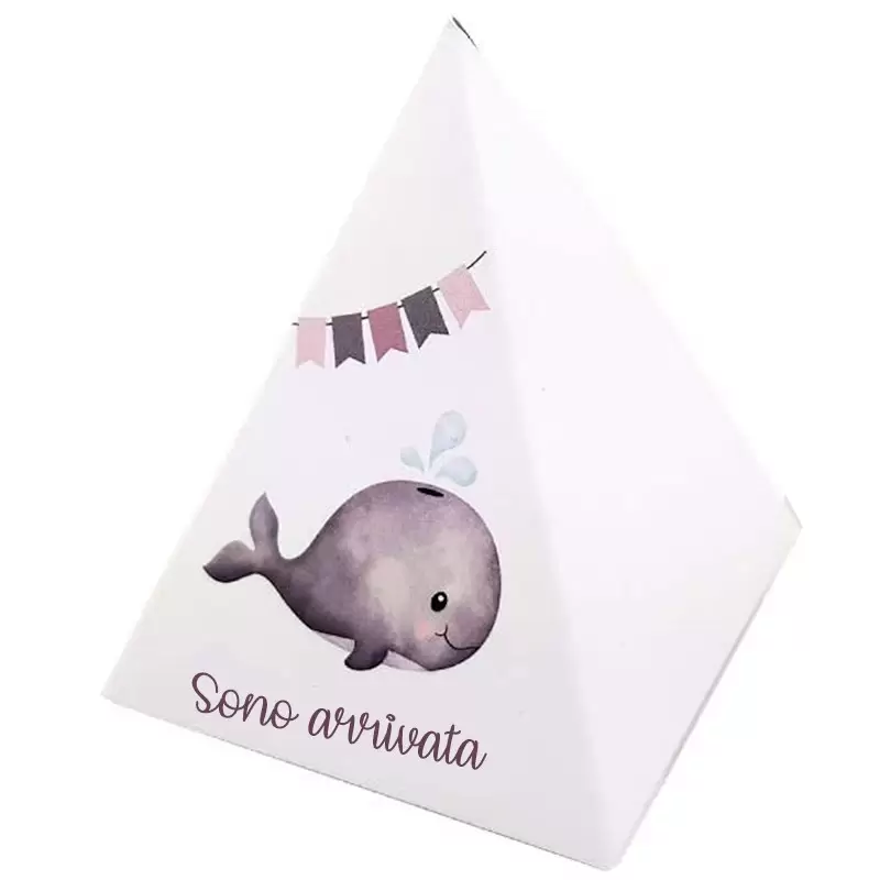 20 SCATOLINE PIRAMIDE NASCITA BALENA ROSA