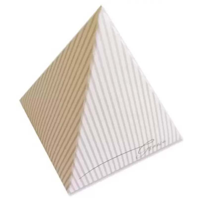 SCATOLINA PIRAMIDE GRAZIE A RIGHE BEIGE - 1 PZ