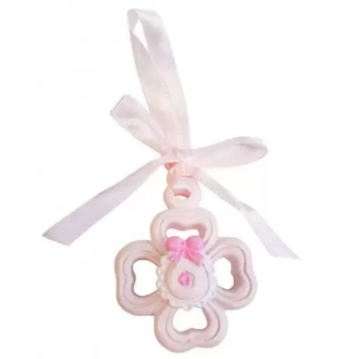 QUADRIFOGLIO ROSA DI CERAMICA - 1 PZ