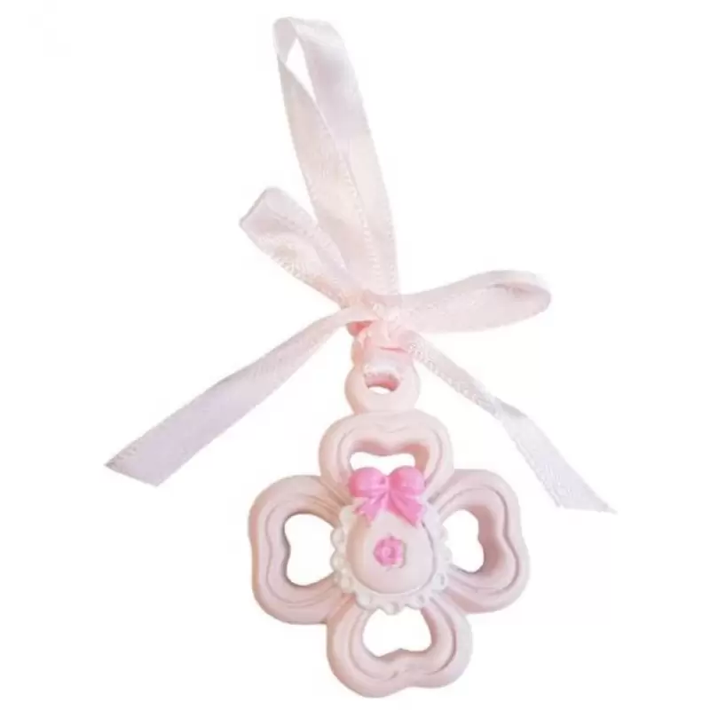 12 QUADRIFOGLI ROSA DI CERAMICA
