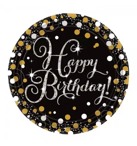 PIATTI IN CARTA SPARKLING CELEBRATION HAPPY BIRTHDAY 23 CM 8 PZ - 9900548