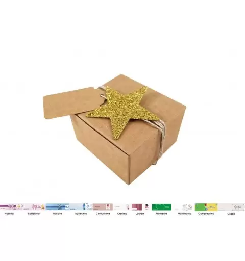 SCATOLINE AVANA CON STELLE GLITTER ORO – 10 PZ