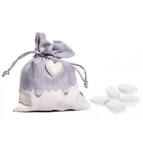20 SACCHETTI GRIGI CON CUORICINI E CONFETTI CRISPO