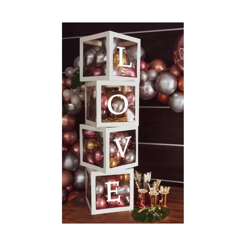SET DI SCATOLE PRT PALLONCINI CON SCRITTA LOVE 35 CM 4 PZ - GA-ZPLV