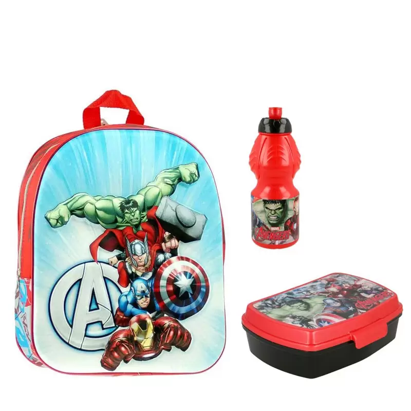 SET ASILO AVENGERS ASSEMBLE - ZAINETTO PORTA MERENDA E BORRACCIA