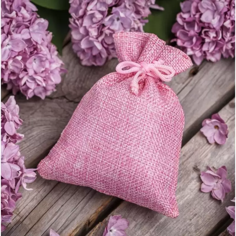 SACCHETTO ROSA DI JUTA 10x13 CM