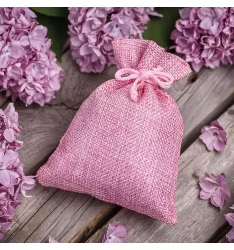 SACCHETTO ROSA DI JUTA 10x13 CM
