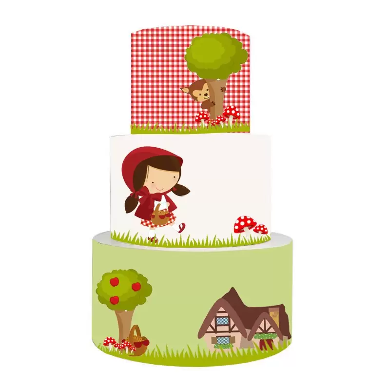 Torta Scenografica in vinile Cappuccetto Rosso 36cm h x 25 cm diametro