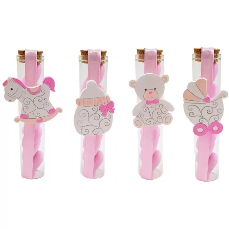12 BOMBONIERE CALAMITE BABY CON PROVETTE 11 CM
