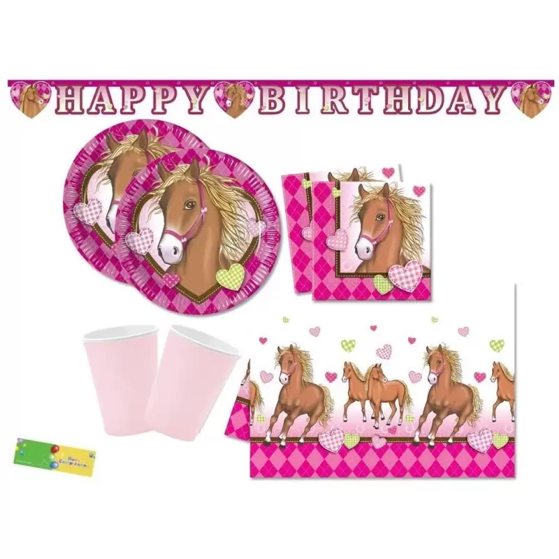 KIT N.13 CAVALLI CUORE - COORDINATO PER COMPLEANNO