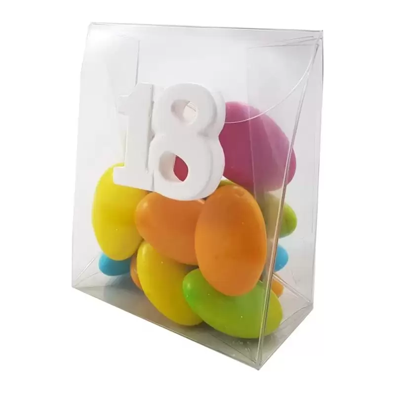 20 BOMBONIERE 18 ANNI GESSETTI CON SCATOLINE PVC