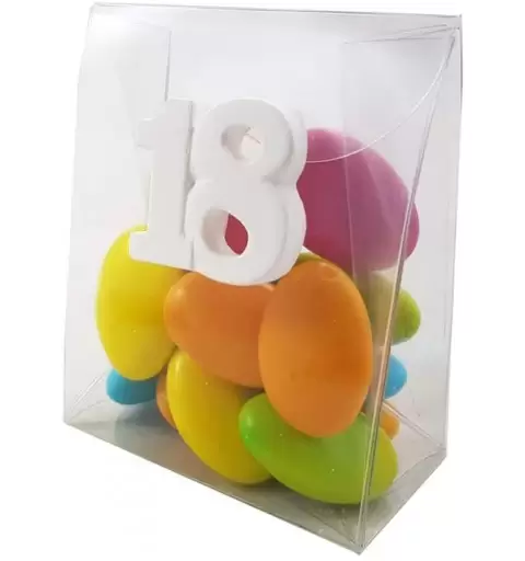 20 BOMBONIERE 18 ANNI GESSETTI CON SCATOLINE PVC