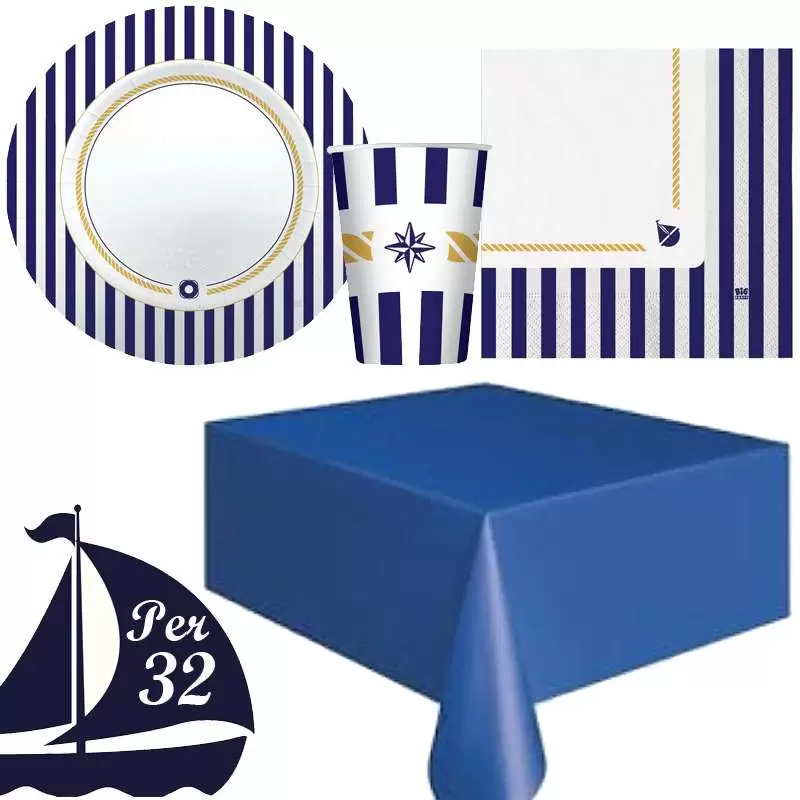 KIT N. 16 STILE MARINARESCO – ADDOBBI PER LA TAVOLA 32 PERSONE
