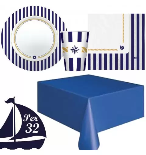 KIT N. 16 STILE MARINARESCO – ADDOBBI PER LA TAVOLA 32 PERSONE