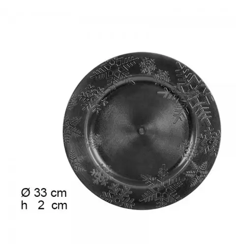 SOTTO PIATTO DI NATALE NERO 33 X 33 X 2 CM 1 PZ - 105944