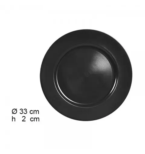 SOTTO PIATTO DI NATALE NERO LISCIO 33 X 33 X 2 CM 1 PZ -102073