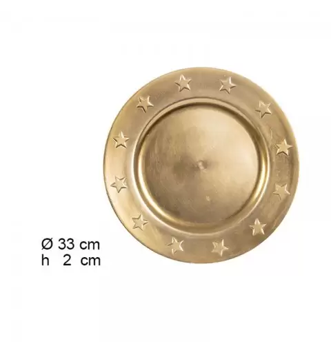 SOTTO PIATTO DI NATALE ORO CON STELLE 33 X 33 X 2 CM 1 PZ -105910