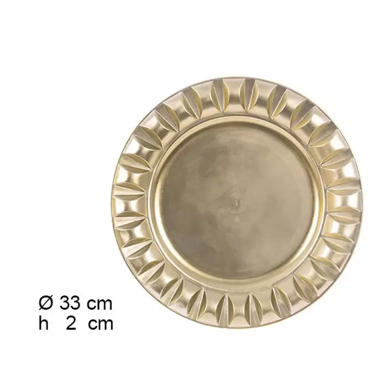 SOTTO PIATTO DI NATALE ORO MODELLO ROMANO 33 X 33 X 2 CM 1 PZ - 105946