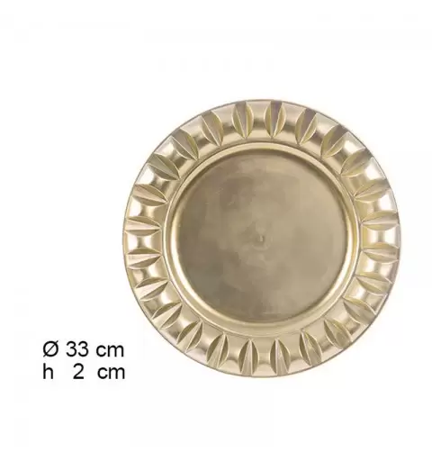 SOTTO PIATTO DI NATALE ORO MODELLO ROMANO 33 X 33 X 2 CM 1 PZ - 105946