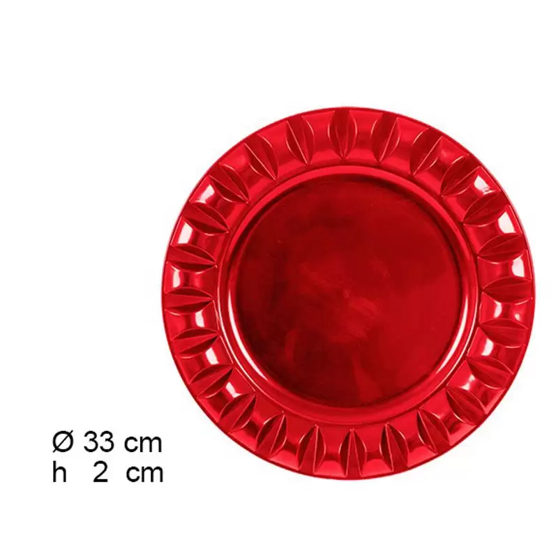 SOTTO PIATTO DI NATALE ROSSO MODELLO ROMANO 33 X 33 X 2 CM 1 PZ - 105948