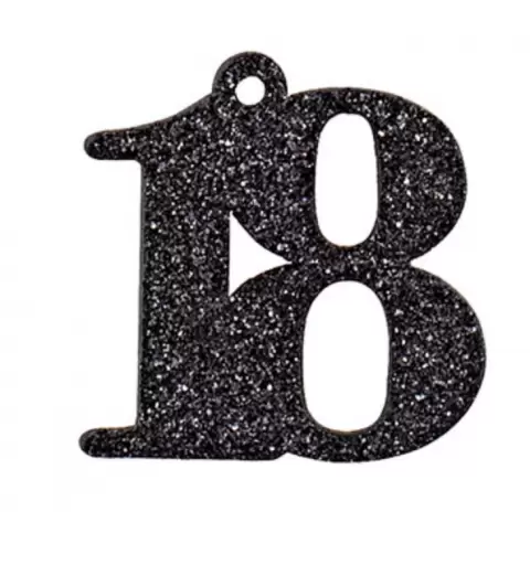 12 DECORAZIONI 18 NERO GLITTER IN LEGNO