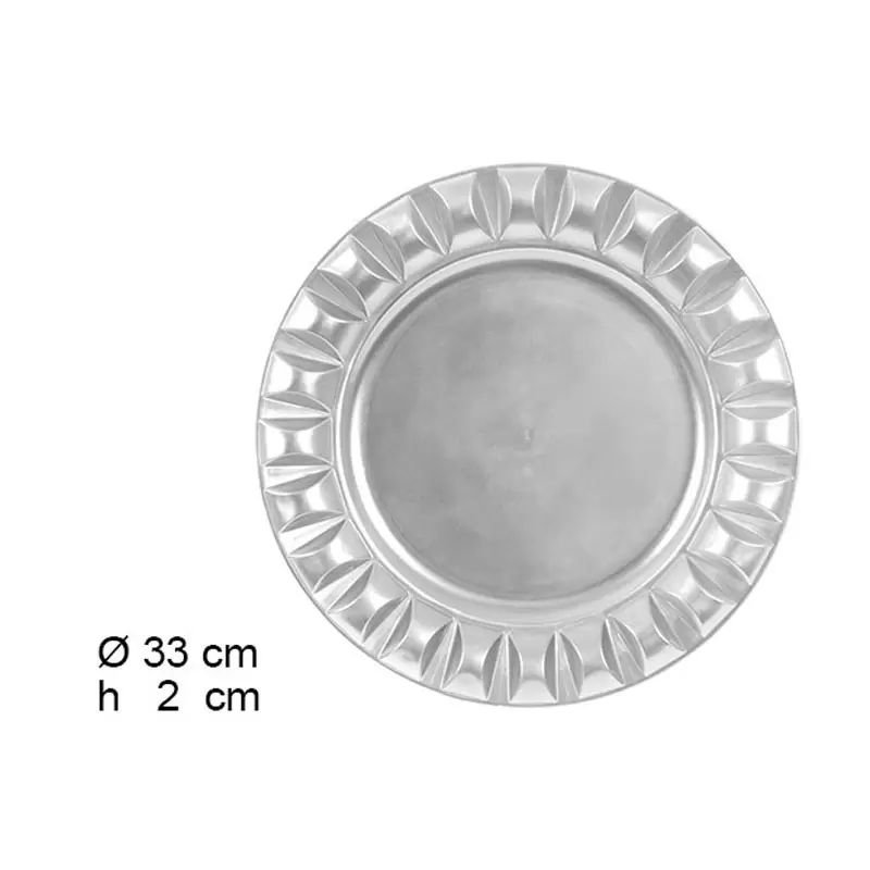 SOTTO PIATTO DI NATALE GRIGIO MODELLO ROMANO 33 X 33 X 2 CM 1 PZ -105947