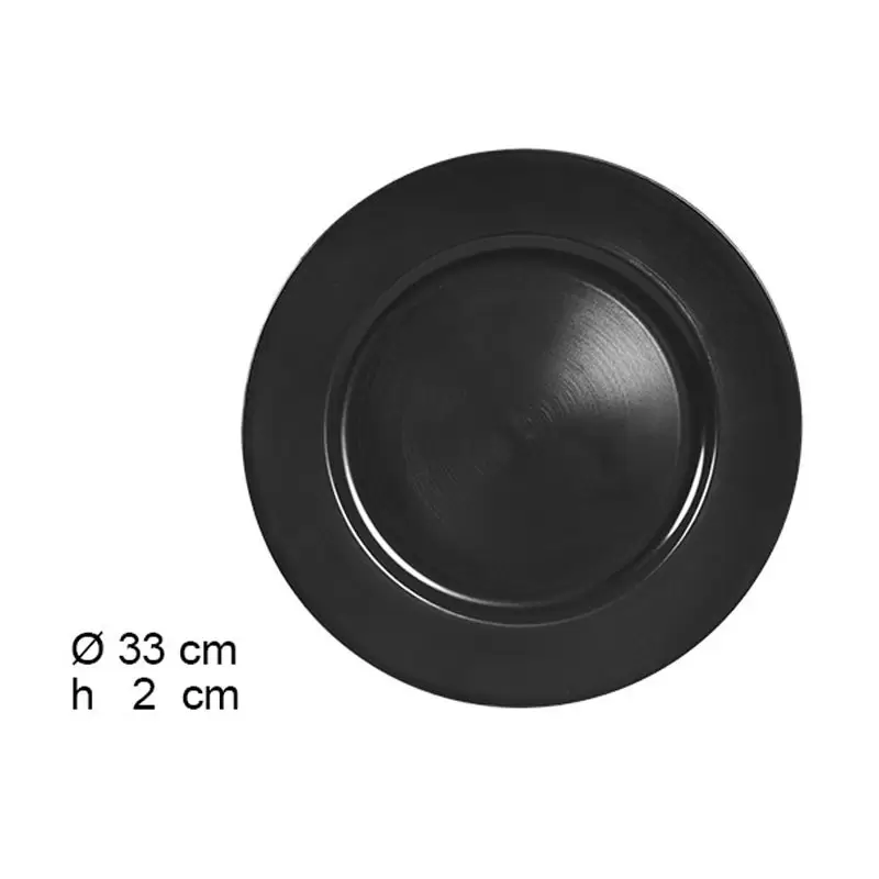 SOTTO PIATTO DI NATALE NERO LISCIO 33 X 33 X 2 CM 1 PZ -102073