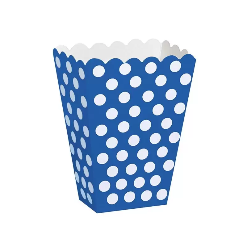 8 BOX POP CORN BLU A POIS BIANCHI