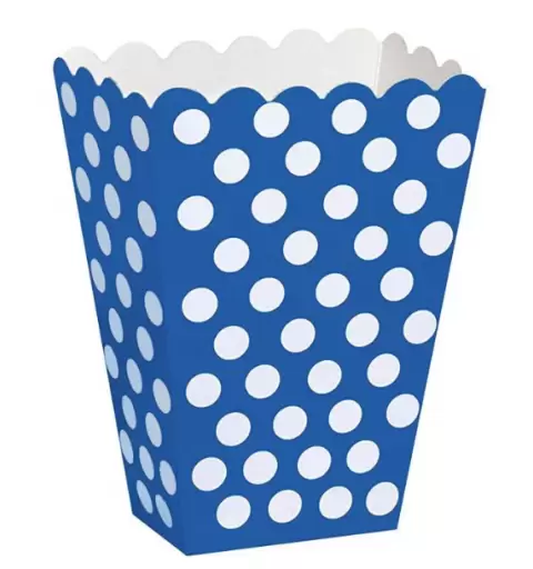 8 BOX POP CORN BLU A POIS BIANCHI