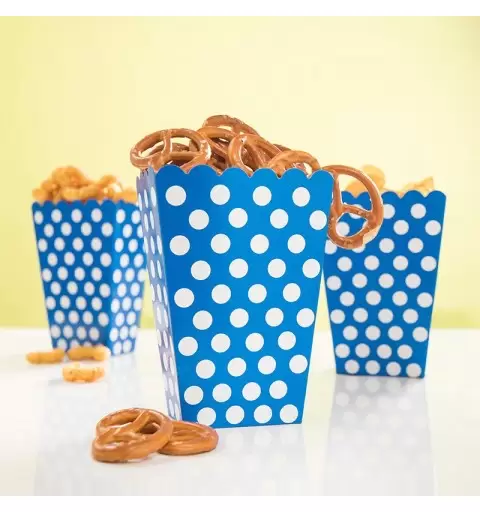 8 BOX POP CORN BLU A POIS BIANCHI