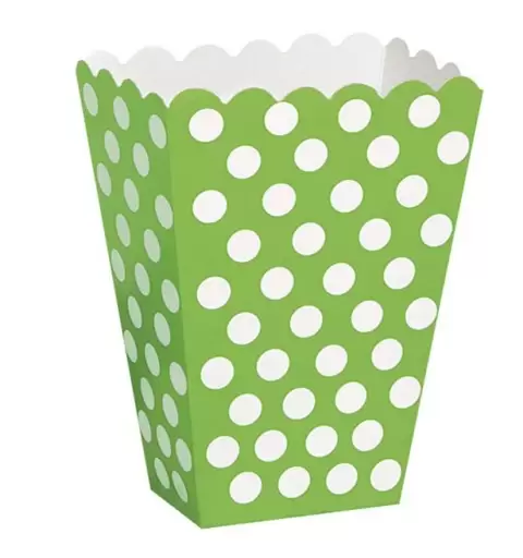 8 BOX PORTA POP CORN VERDE MELA A POIS BIANCHI