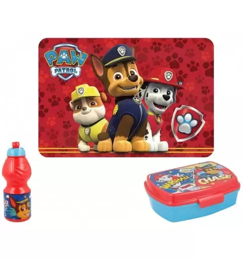PORTA MERENDA + BORRACCIA 350 ML + TOVAGLIETTA COLAZIONE  PAW PATROL