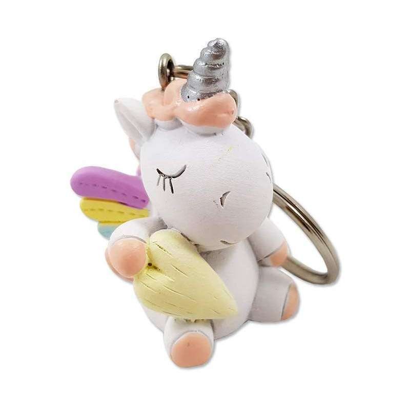 12 BOMBONIERE UNICORNO ROSA PORTACHIAVI CON SCATOLINE AVANA