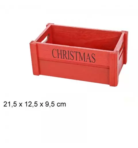 CASSETTA CON MANICI ROSSA CON SCRITTA NATALE 21 CM 1 PZ - 100113