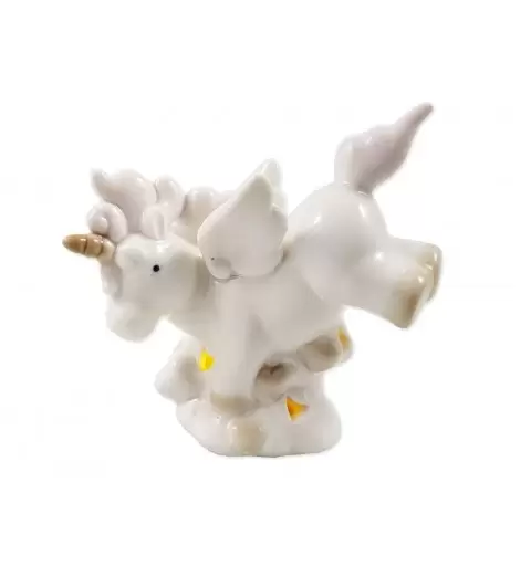 BOMBONIERA UNICORNO ROSA LUMINOSO DI PORCELLANA CON LED