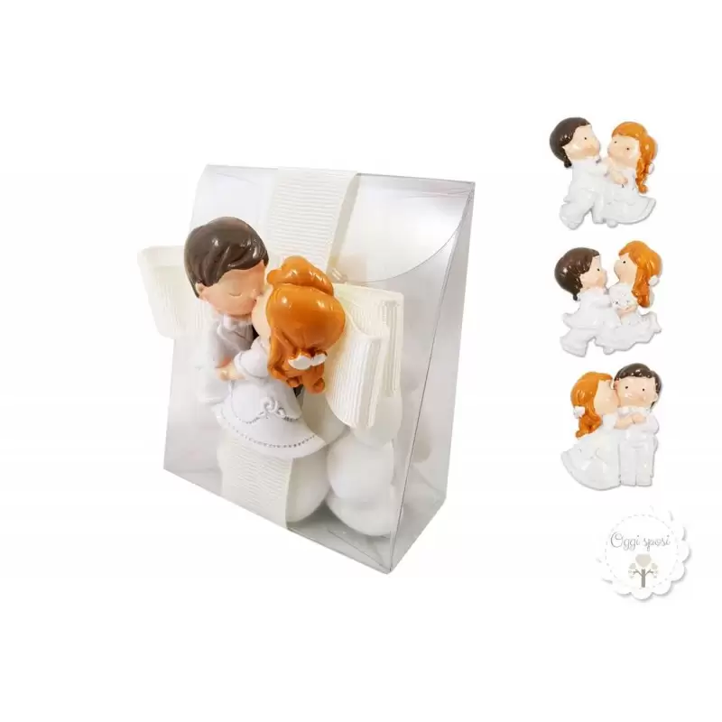 12 BOMBONIERE MATRIMONIO CON CALAMITE SPOSI E SCATOLINE PVC