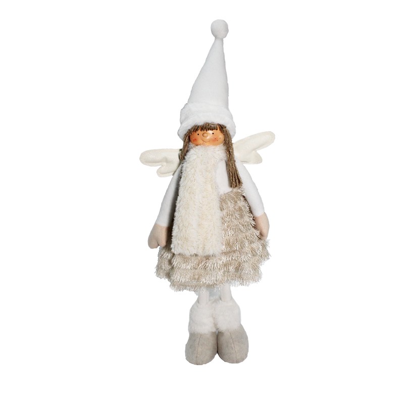 Fatina Natalizia Decorativa In Tessuto colore Beige / Bianco in piedi 20x57 - 8771