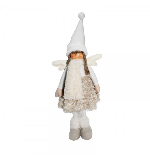 Fatina Natalizia Decorativa In Tessuto colore Beige / Bianco in piedi 20x57 - 8771