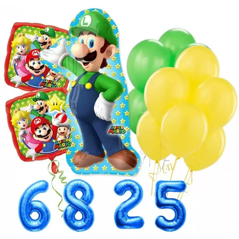BOUQUET DI PALLONCINI N.4 LUIGI SUPER MARIO