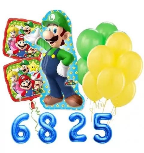 BOUQUET DI PALLONCINI N.4 LUIGI SUPER MARIO