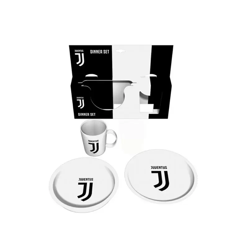 set dinner juventus 3 pz piatto piano fondo e tazza
