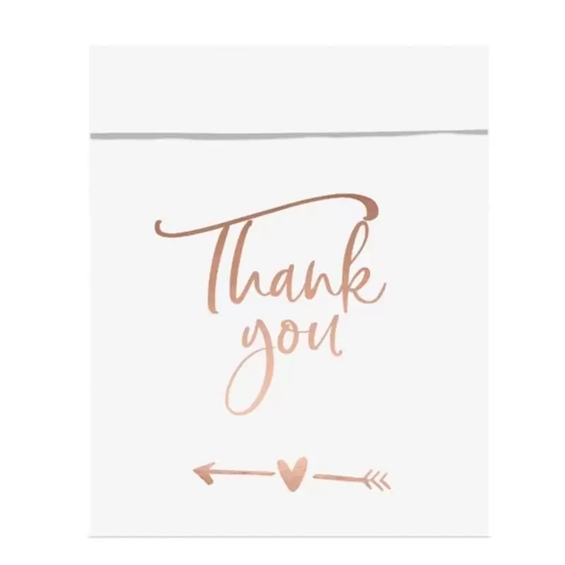 Sacchetti di carta con scritta thank you rose gold - 18 pz