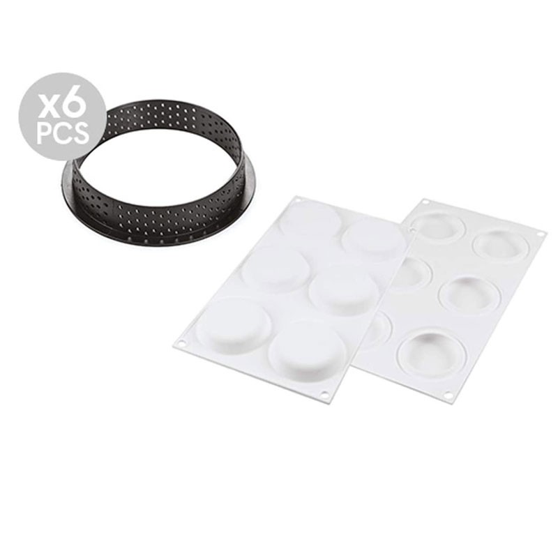 kit tarte ring round 80 mm - set stampo silicone con 6 anelli 67 mm