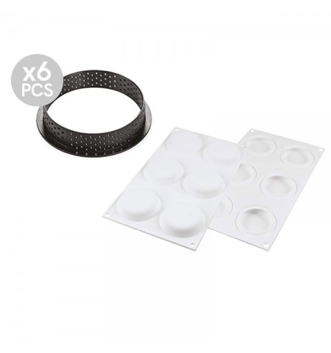 kit tarte ring round 80 mm - set stampo silicone con 6 anelli 67 mm