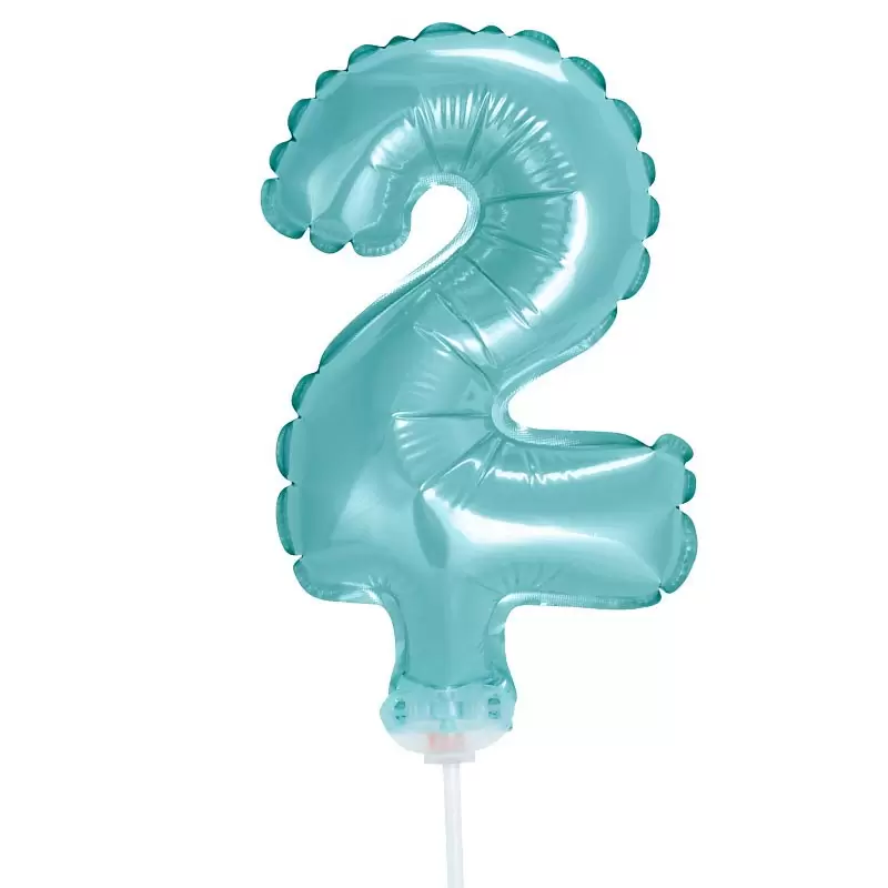 Palloncino foil n.2 celeste light blue con cannuccia 13 cm BC-5BL2